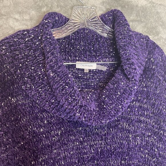 Calvin Klein Women Purple Soft Cozy Chenille Cowl Neck Pullover Sweater 1X Plus - Picture 5 of 13